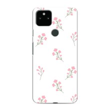 Чехол с розовым рисунком для Google Pixel 5 (Розовые цветы)