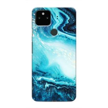 Мраморный чехол на Google Pixel 5 (VPrint) (Голубой мрамор)