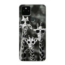 Силиконовый чехол с КАРТИНКАМИ лето для Google Pixel 5 (AlphaPrint) (Жирафы в очках)