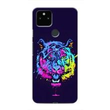 Силиконовый бампер с картинкой животных для Google Pixel 5a 5G (Тигр-Арт)