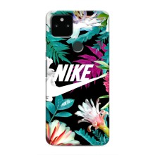 Силиконовый Чехол на Google Pixel 5a 5G с картинкой Nike (Цветочный Nike)