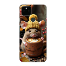 Печатный чехол «Зверята с кофе» для Google Pixel 5a 5G – Медведь с кофе