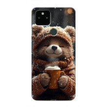 Печатный чехол «Зверята с кофе» для Google Pixel 5a 5G – Мишка с кофе