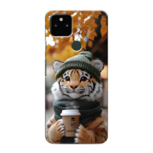 Печатный чехол «Зверята с кофе» для Google Pixel 5a 5G – Тигр с кофе