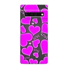 Чехлы для любимой на Гугл Пиксель 6 Про (VPrint) (Pink hearts)