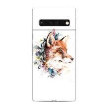 Чехлы с картинкой Лисички для Google Pixel 6 Pro (VPrint) (Лисичка в цветочках)