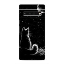 Чохол з принтом для Google Pixel 6 Pro (AlphaPrint) Модні коти (Котик і місяць)