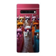 Чехол с принтом стильные животные для Гугл Пиксель 6 Про (Ламы в очках)