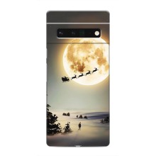 Новогодние, Праздничные Чехлы для Google Pixel 6 Pro - 2024 год (Санта на луне)