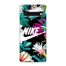 Силиконовый Чехол на Google Pixel 6 Pro с картинкой Nike (Цветочный Nike)