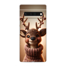 Яркий чехол для Google Pixel 6 Pro с Зимними Оленятами – Олень в свитере