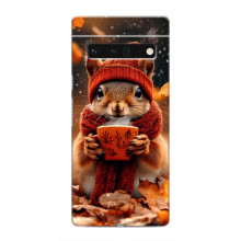 Печатный чехол «Зверята с кофе» для Google Pixel 6 Pro – Белка с кофе