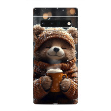 Печатный чехол «Зверята с кофе» для Google Pixel 6 Pro – Мишка с кофе