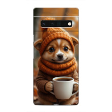 Печатный чехол «Зверята с кофе» для Google Pixel 6 Pro – Песик с кофе