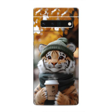 Печатный чехол «Зверята с кофе» для Google Pixel 6 Pro – Тигр с кофе