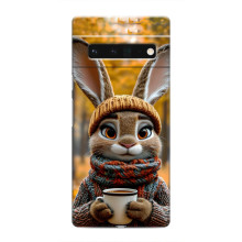 Печатный чехол «Зверята с кофе» для Google Pixel 6 Pro – Зайчик с кофе