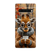 Печатный чехол «Зверята с кофе» для Google Pixel 6 Pro – Жираф с кофе