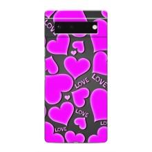 Чехлы для любимой на Гугл Пиксель 6 (VPrint) (Pink hearts)