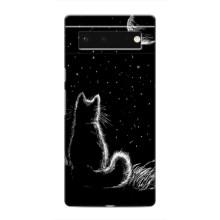 Чехол с принтом для Google Pixel 6 (AlphaPrint) Модные коты (Котик и луна)