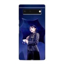 Чехлы Венсдей на Google Pixel 6 Уэнсдей (AlphaPrint) (Уэнздей с зонтом)