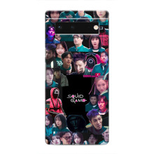 Чехол Гра в кальмара для Google Pixel 6 – Коллаж игры кальмара