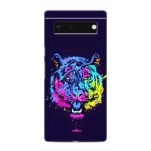 Силиконовый бампер с картинкой животных для Google Pixel 6 (Тигр-Арт)