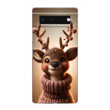 Яркий чехол для Google Pixel 6 с Зимними Оленятами – Олень в свитере