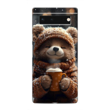 Печатный чехол «Зверята с кофе» для Google Pixel 6 – Мишка с кофе