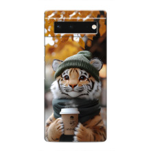 Печатный чехол «Зверята с кофе» для Google Pixel 6 – Тигр с кофе