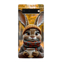 Печатный чехол «Зверята с кофе» для Google Pixel 6 – Зайчик с кофе