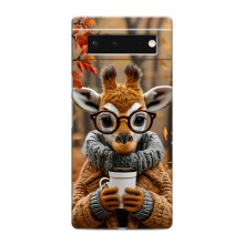 Печатный чехол «Зверята с кофе» для Google Pixel 6 – Жираф с кофе