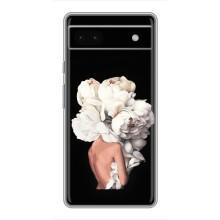 Чехлы (ART) Цветы на Google Pixel 6a (VPrint) (Белые цветы)