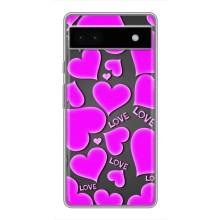 Чехлы для любимой на Гугл Пиксель 6а (VPrint) (Pink hearts)