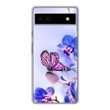 Чехлы с Цветами для Google Pixel 6a (VPrint) (Бабочка на цветочке)