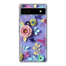 Чехлы с Цветами для Google Pixel 6a (VPrint) (Цветочный дизайн)