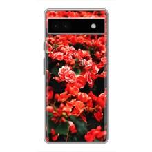 Чехлы с Цветами для Google Pixel 6a (VPrint) (Цветы красные)