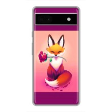 Чехлы с картинкой Лисички для Google Pixel 6a (VPrint) (Лисичка с розочкой)