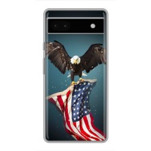 Чехол Флаг USA для Google Pixel 6a (Орел и флаг)