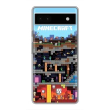 Чехол Майнкрафт на Google Pixel 6a (AlphaPrint) Minecraft (фон Minecraft)