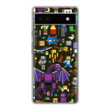 Чехол Майнкрафт на Google Pixel 6a (AlphaPrint) Minecraft (Коллаж Майнкрафт)