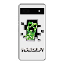 Чехол Майнкрафт на Google Pixel 6a (AlphaPrint) Minecraft (крипер Майнкрафт)