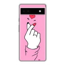 Чехол с принтом для Google Pixel 6a (AlphaPrint - Знак сердечка)