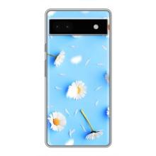 Чохол з Квітами для Google Pixel 6a (ромашки на блакитному)