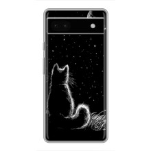 Чехол с принтом для Google Pixel 6a (AlphaPrint) Модные коты (Котик и луна)