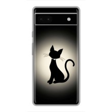 Чехол с принтом для Google Pixel 6a (AlphaPrint) Модные коты (Силуэт котика)