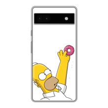Чехол с Симпсонами для Google Pixel 6a (VPrint) (Гомер с пончиком)