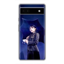 Чехлы Венсдей на Google Pixel 6a Уэнсдей (AlphaPrint) (Уэнздей с зонтом)