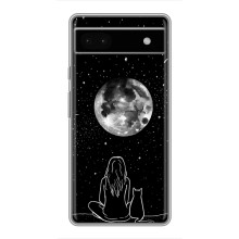 Чехол с рисунком кот на Google Pixel 6a (Девушка с котом)