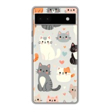 Чехол с рисунком кот на Google Pixel 6a (Коллаж котов)