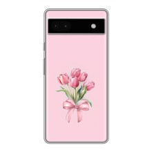 Чехол с розовым рисунком для Google Pixel 6a (Букет цветов)